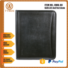 BWA-60 Office portable leather covers A4 leather business portfolio with mobile phone holder/USB holder