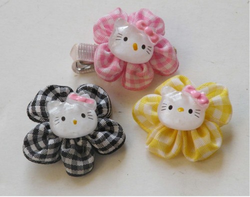 Hair Clips, Butterfly with Dot Bow, Made of Fabric and Metal, Customized Specifications are Accepted