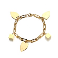 IYWU Aceon 18k Gold DIY Engrave Bracelet with Stainless Steel Charms