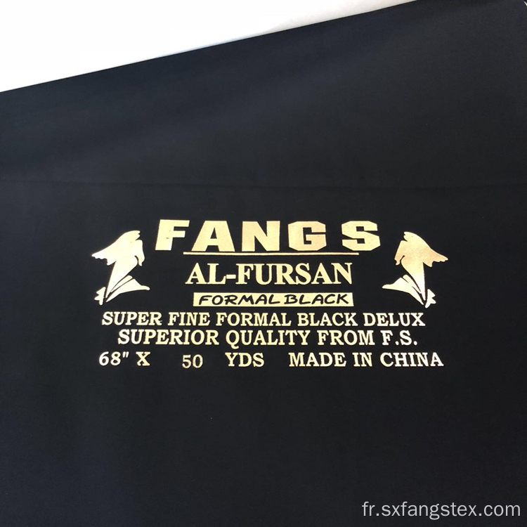 Polyester Fursan Satin Tissu Abaya Arabe Noir Formel