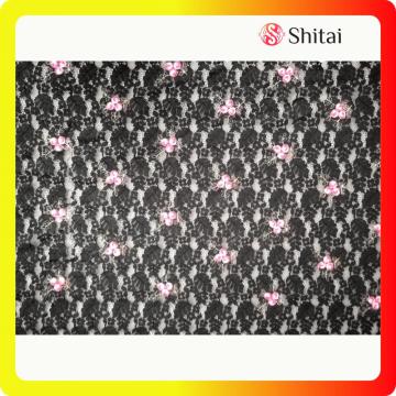 Black lace with embroidery flower