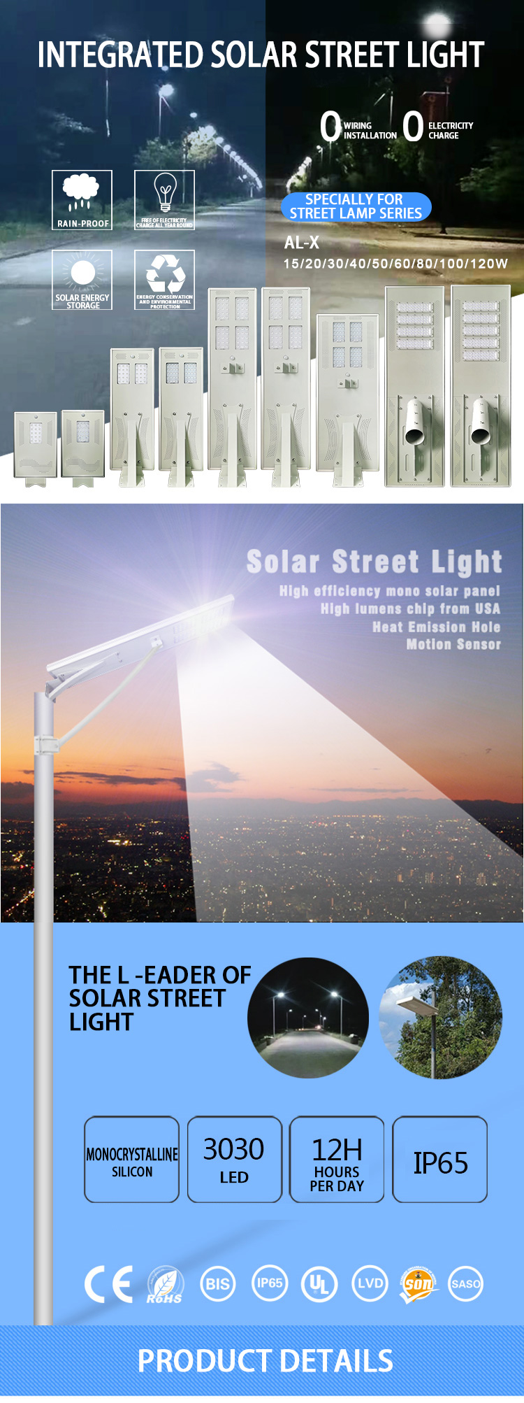 integrated solar led street light