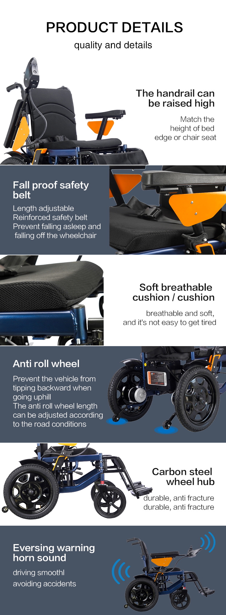 Rehabilitation Equipment Supplier Max Load framefolding Brush motor lie down electric wheelchair