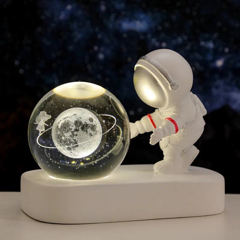 Astronaut, Starry Night Light, Crystal Ball, Luminous Base