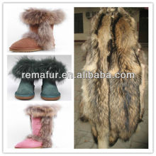 Luxury 100% real raccoon pelts for boots