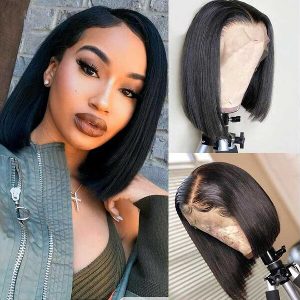 WKSwigs Straight Bob Wigs Brazilian Human Hair Lace Front Closure Short Bob Wig Wholesale Straight Human Hair Bob Raw Brazilian