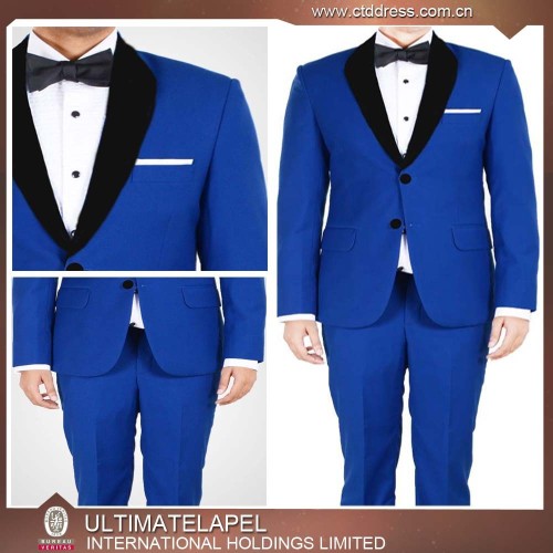 Plain blue profession custom tailored men tuxedo