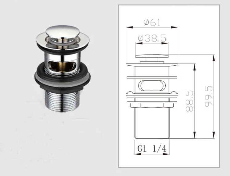 Factory sell brass chrome with overflow slotted press top basin waste bathroom or sink