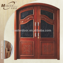 Arched double entry solid wood doors with glass