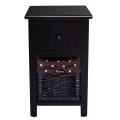 Solid Wood Bedside Cabinet Rattan Nightstands