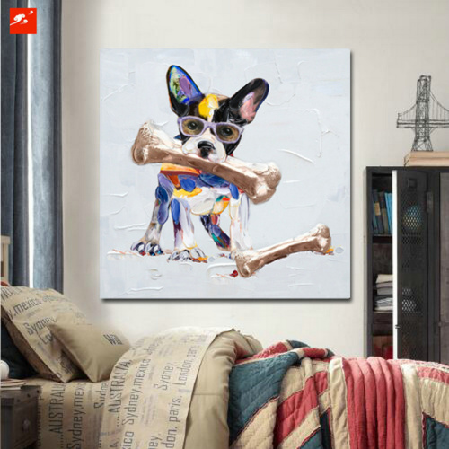 Cute Puppy Canvas Oil Paintings With Frame