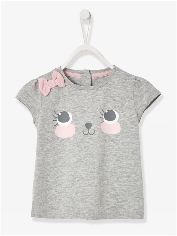 100% Cotton Cute T-shirt with motif and bow baby for girl