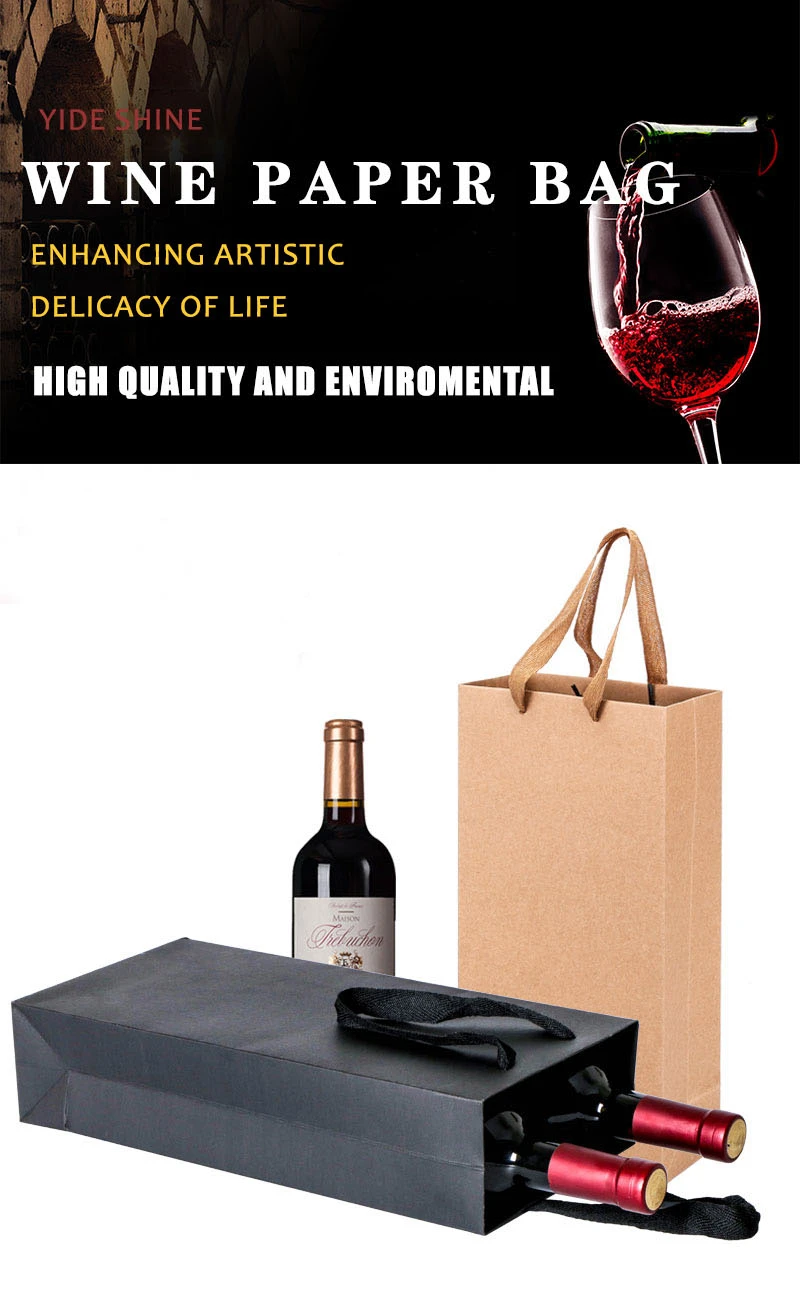 High-End Personalised environmental Promotional Luxury Wine Tote Bags Christmas Wine Gift Bags with Handles