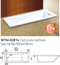 Fiberglass Enforced Acrylic Embed Bathtubs