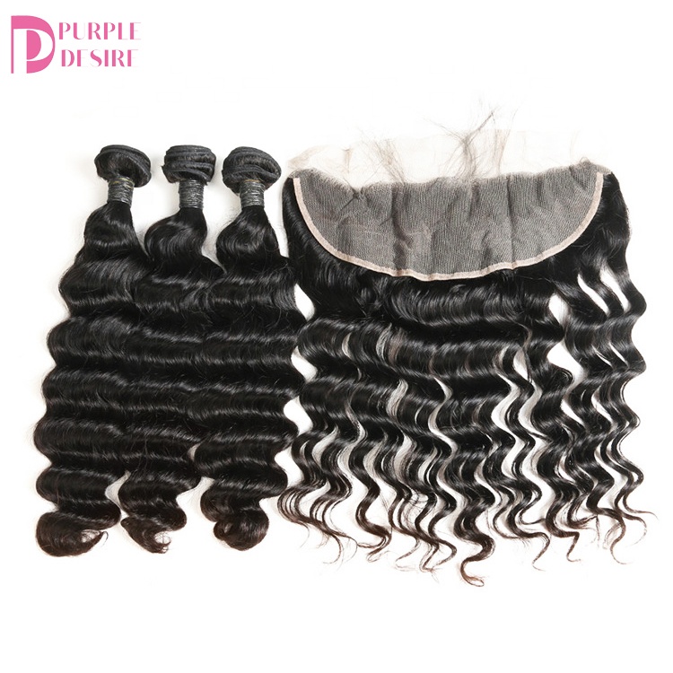 Xuchang hair factory deep wave bundles with closure Wholesale deep wave bundles with closure deep wave bundles with closure