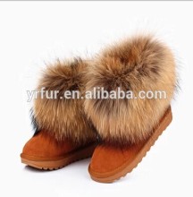 2015 Best quality raccoon fur cuff fur shoes / fur boots
