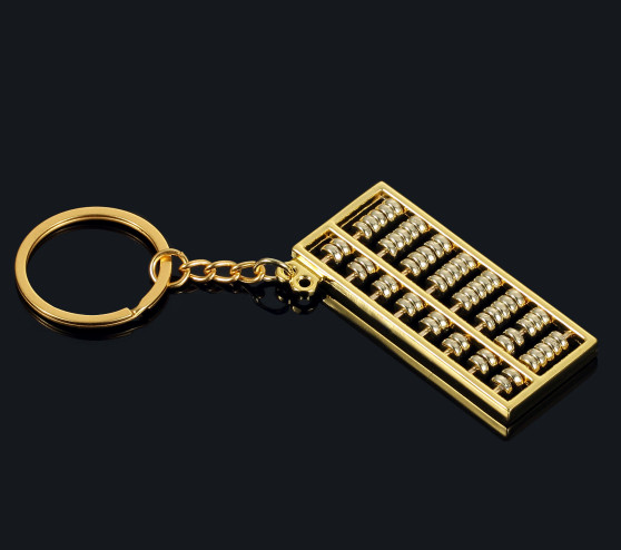 Wholesale Chinoiserie Metal Keychain Golden Silvery Abacus Keychain Car Pendant Promotion Gift