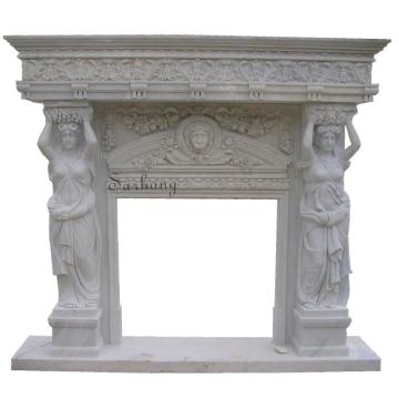 Statue white marble carving insert fireplace
