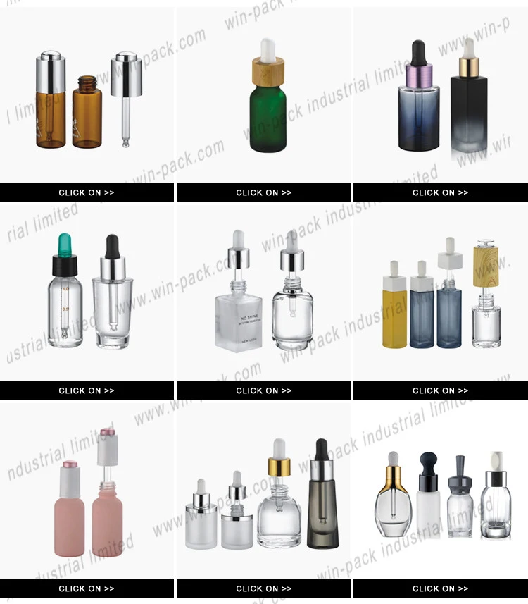 New Design Frosted Crimp on Glass Round Serum Bottle with Button Dropper 30ml