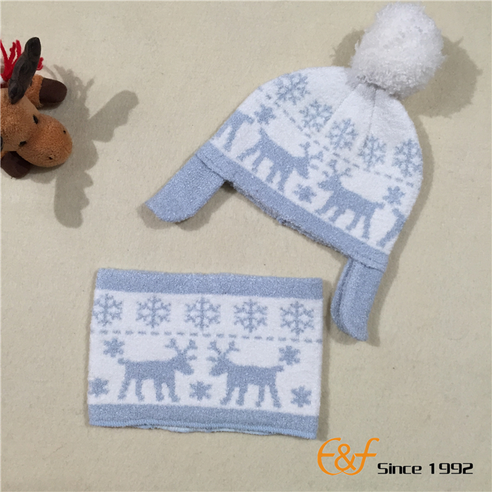 children jacquard knitted hat neckpiece set