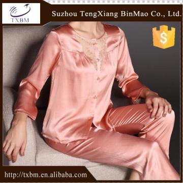 100%mulberry silk pajama for lady, silk shirt and pants