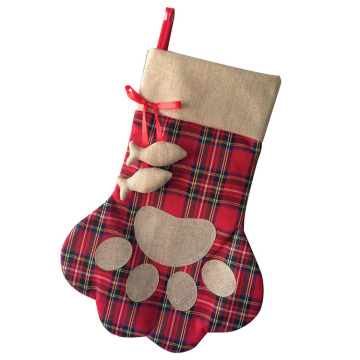 Christmas pet paw pattern stocking