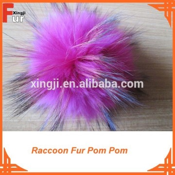 Fur Pompom on Beanie Hat Genuine Fur