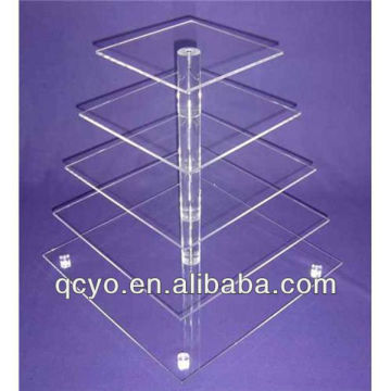 Alibaba China acrylic 5 tiers retangle counter cake display stand