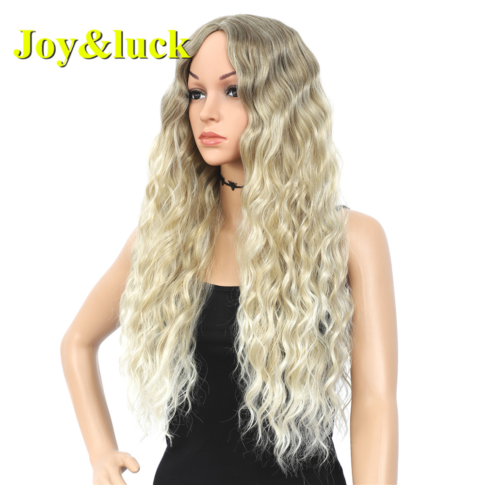22inch Water Wave Brown Ombre Golden Blonde Wholesale Hair Wig For Women Cosplay Party Long Natural Curly Synthetic Hair Wigs