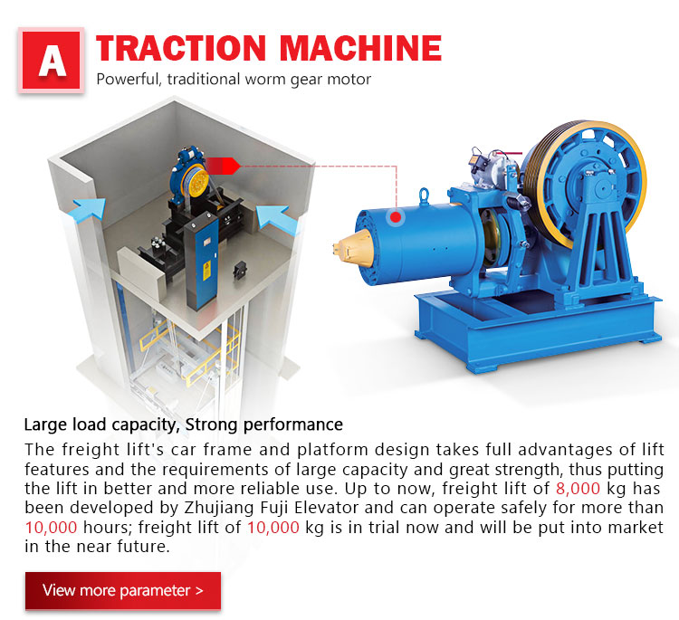 China Supplier ZhuJiangFuJi Brand 2000~8000 kg light duty freight elevator