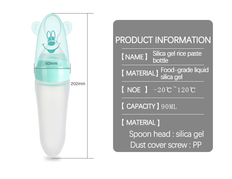 Cartoon Silicone Squeeze Feeding Spoon Silicon Baby Feeding Bottle With Spoon Squeeze Feeder