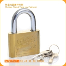 Hot Whosale Golden Plated Iron Padlock With Vane Key