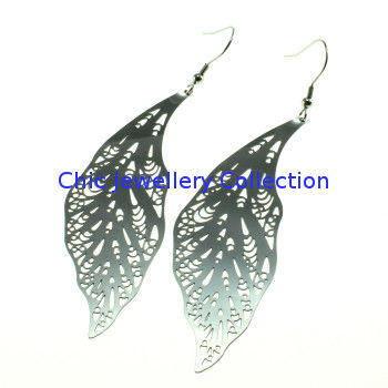 Gift Stainless Steel Leaf Dangle Earrings,e176 Oem Eco-friendly Fish Hook Earrings For Promotion