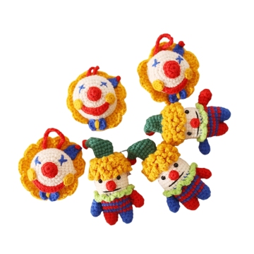 Hand-Made Crochet Clown Keychains Amigurumi Woll Dolls