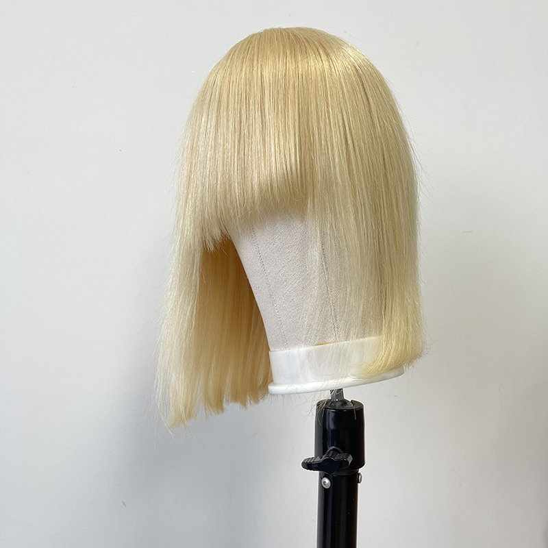 Wholesale remy 613 blonde bob wig, long straight human hair wigs blonde 613, honey blonde bob wig with bangs