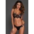 Neongroene bloemenkant lingerie bh &amp; string set