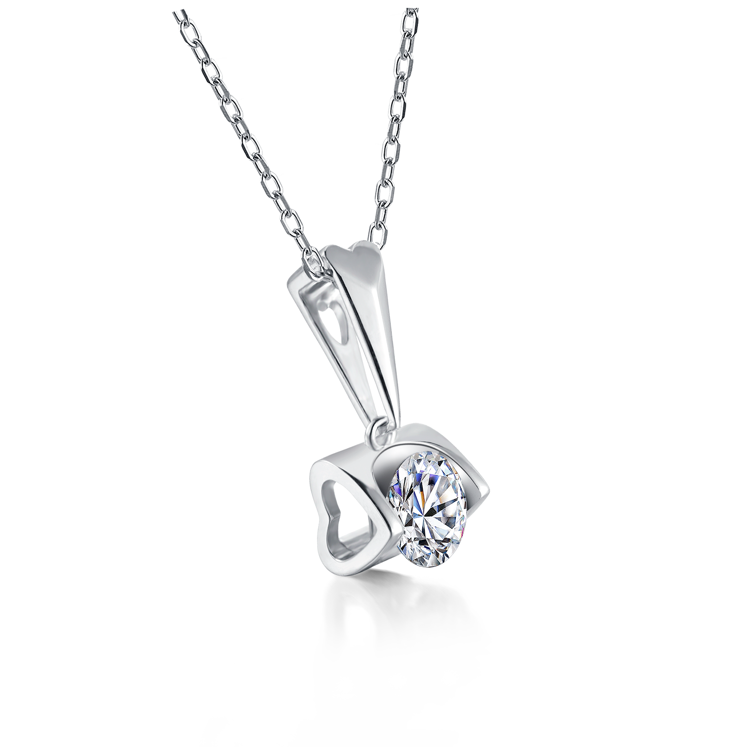 Luxury  925 Sterling Silver Moissanite Diamond Pendant Women Heart Shape Hollow Setting Large Diamond Wedding Party Necklace