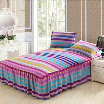 Printing rainbow Stripe Design Fitted Bedspreads made in China