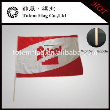 Wooden Flagpole Hand Waving Flag