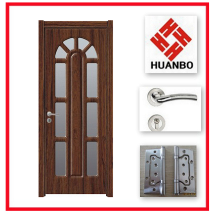 Latest Design PVC MDF Wooden Interior Doors with Glass Hb-010