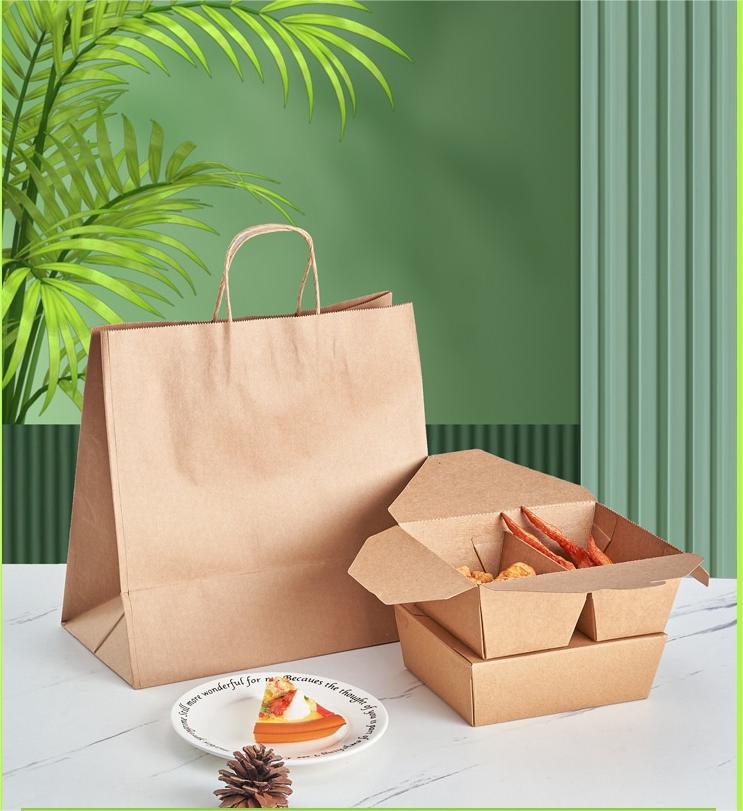 Take Away Kraft Paper Tote Stand Up Bag