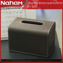 NAHAM Shantou Refillable Brown Leather Tissue box