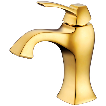 Gold Brass Bathroom Faucets Single Handle