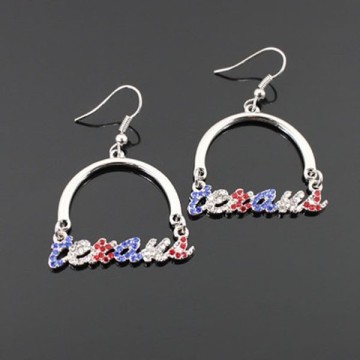 Lead & Cadmium Free Rhinestone "TEXANS" Fashion Dangle Earring