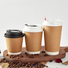 Eco-Friendly Double Wall Biodegradable Coffee Cup with Lid