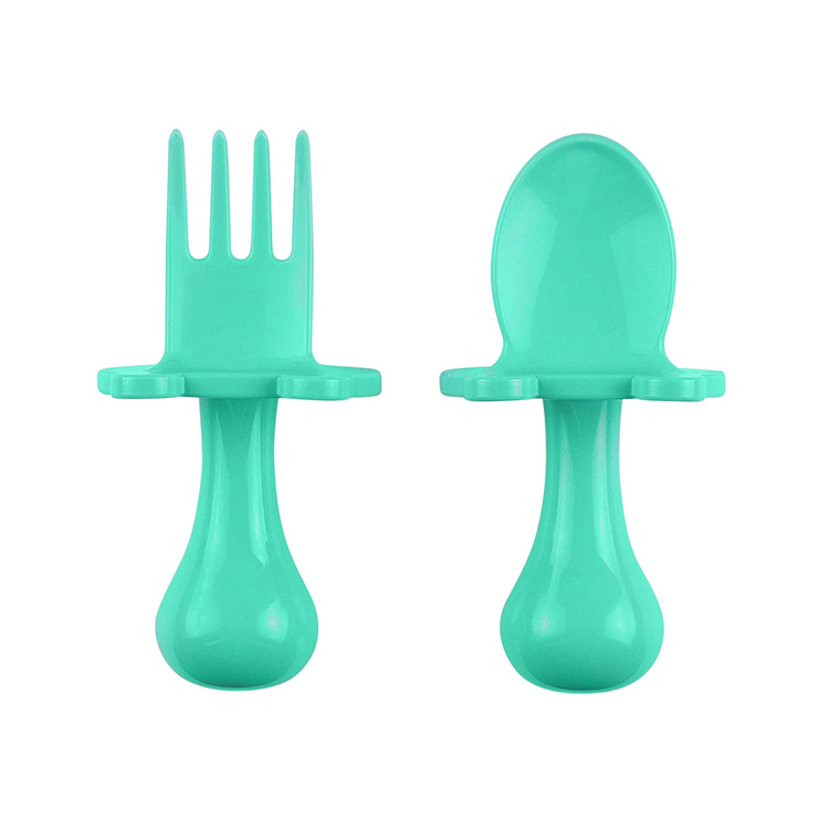 Yuming Factory 2 Pack Anti Choke First Self Feeding Baby Spoon Fork Utensil Set