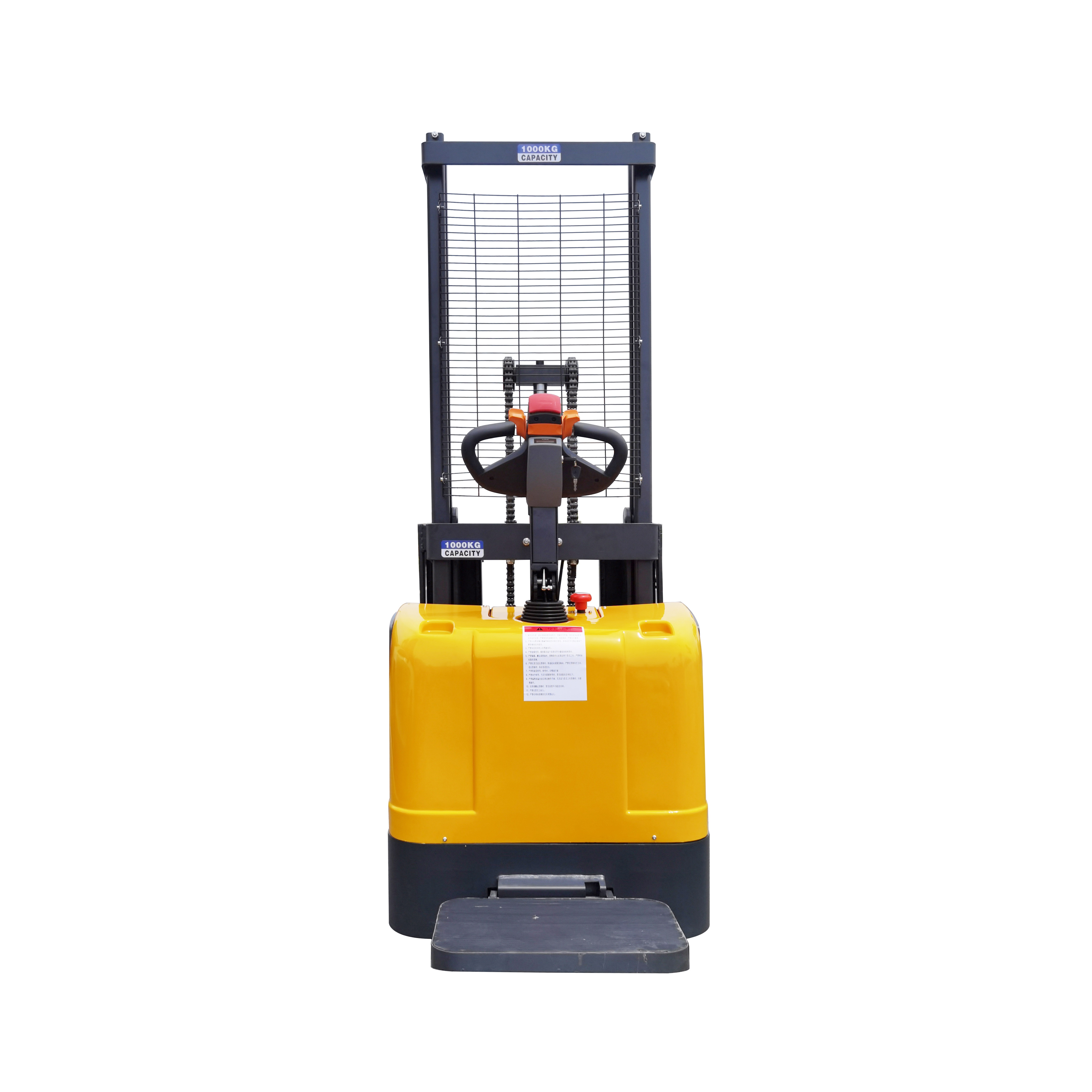 Inexpensive stand-up electric stacker