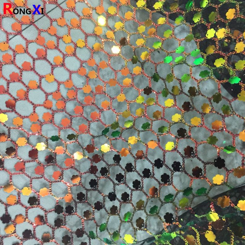 RXF0918 New Design fancy Sequin Fabric Gold