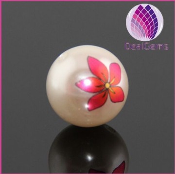 20mm imitation pearls character printing white plastic loose pearls