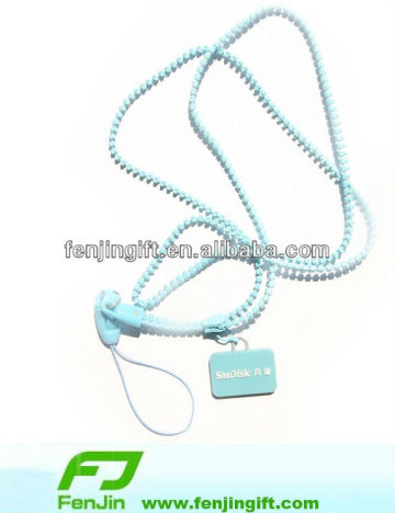 fashional promotional zipper lanyard strap